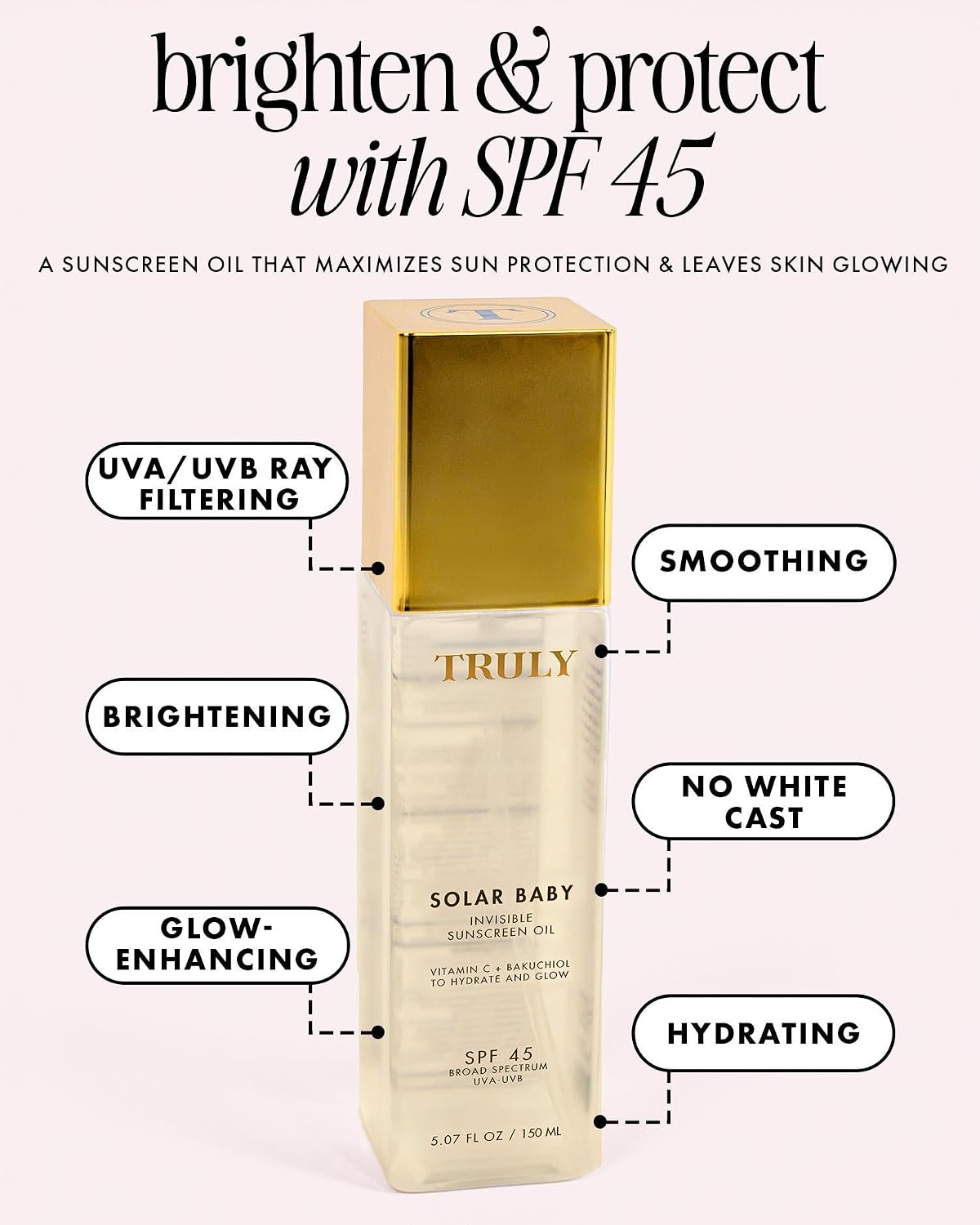 TRULY Beauty Solar Baby Invisible Sunscreen Oil SPF 45 Aceite Protector Solar Invisible SPF 45 150 ml