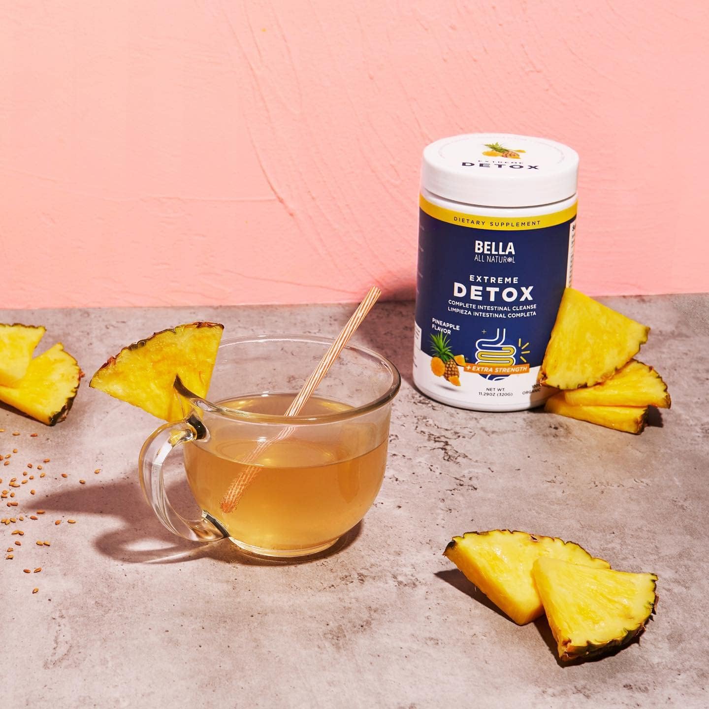 Bella All Natural Polvo De Desintoxicación Extrema Sabor Piña – Suplemento Detox Natural