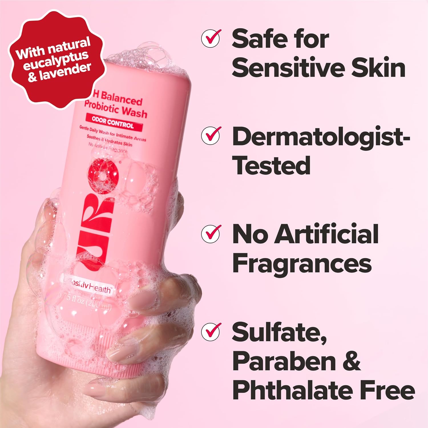 O Positiv URO Probiotic pH-Balanced Wash — Gel Íntimo Con Probióticos y Ácido Láctico Para Control de Olor, pH y Sensibilidad (6.75 oz)