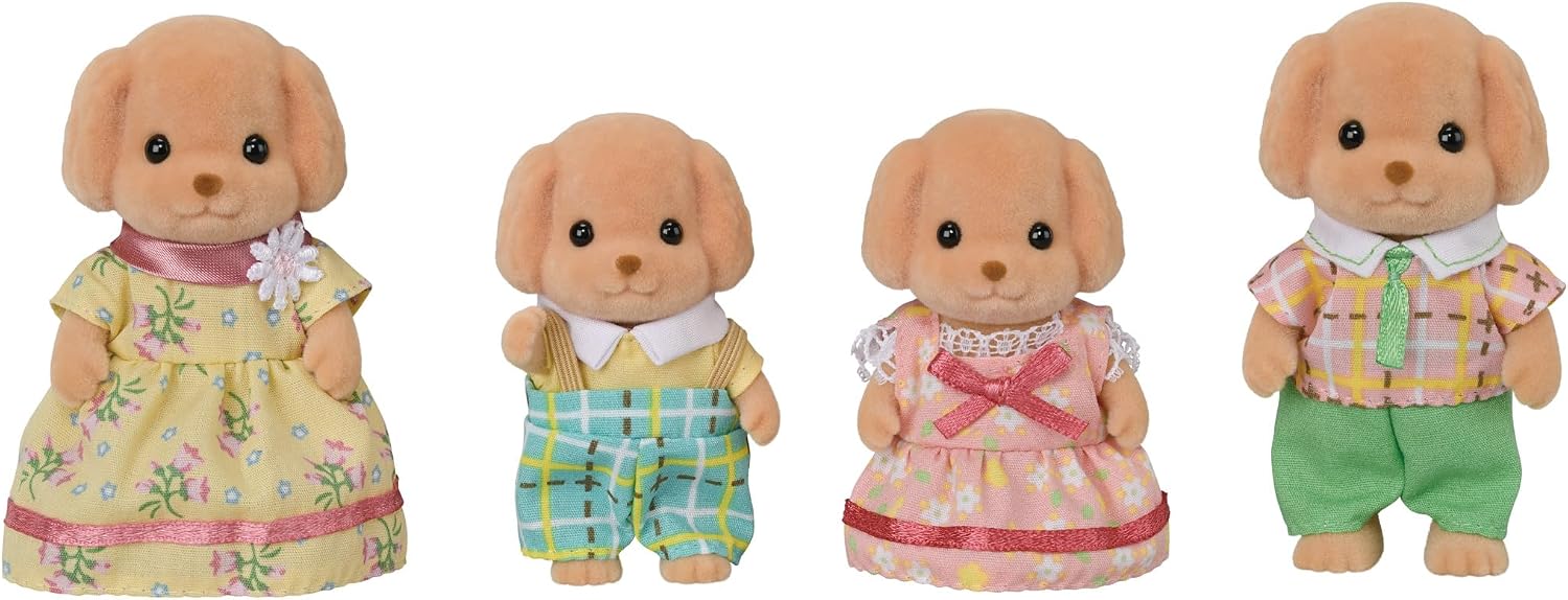 Calico Critters Toy Poodle Family – Set De 4 Figuras Coleccionables Con Ropa Removible