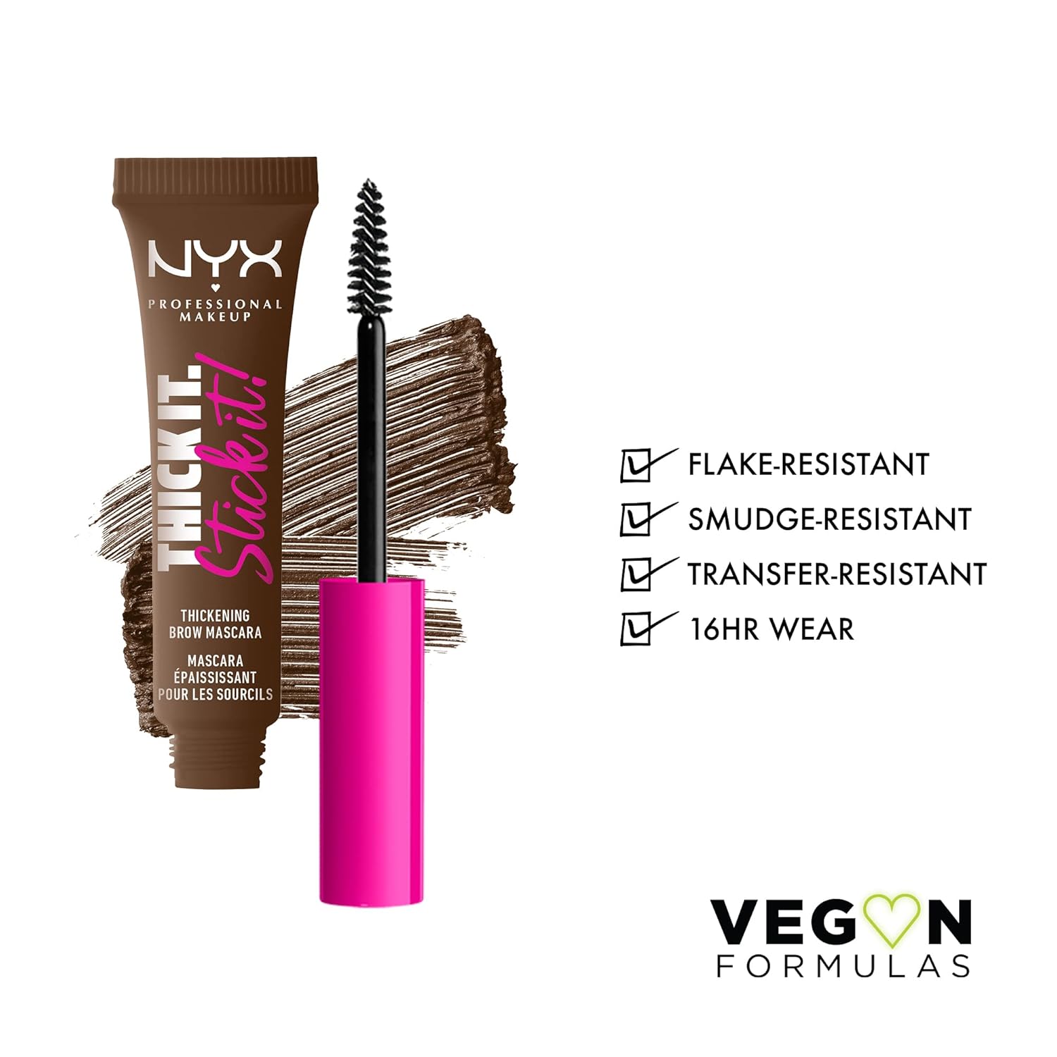 BAJO PEDIDO - NYX Professional Makeup Thick It Stick It Brow Gel Mascara — Gel Para Cejas Con Volumen, Fijación y Fibra De Larga Duración