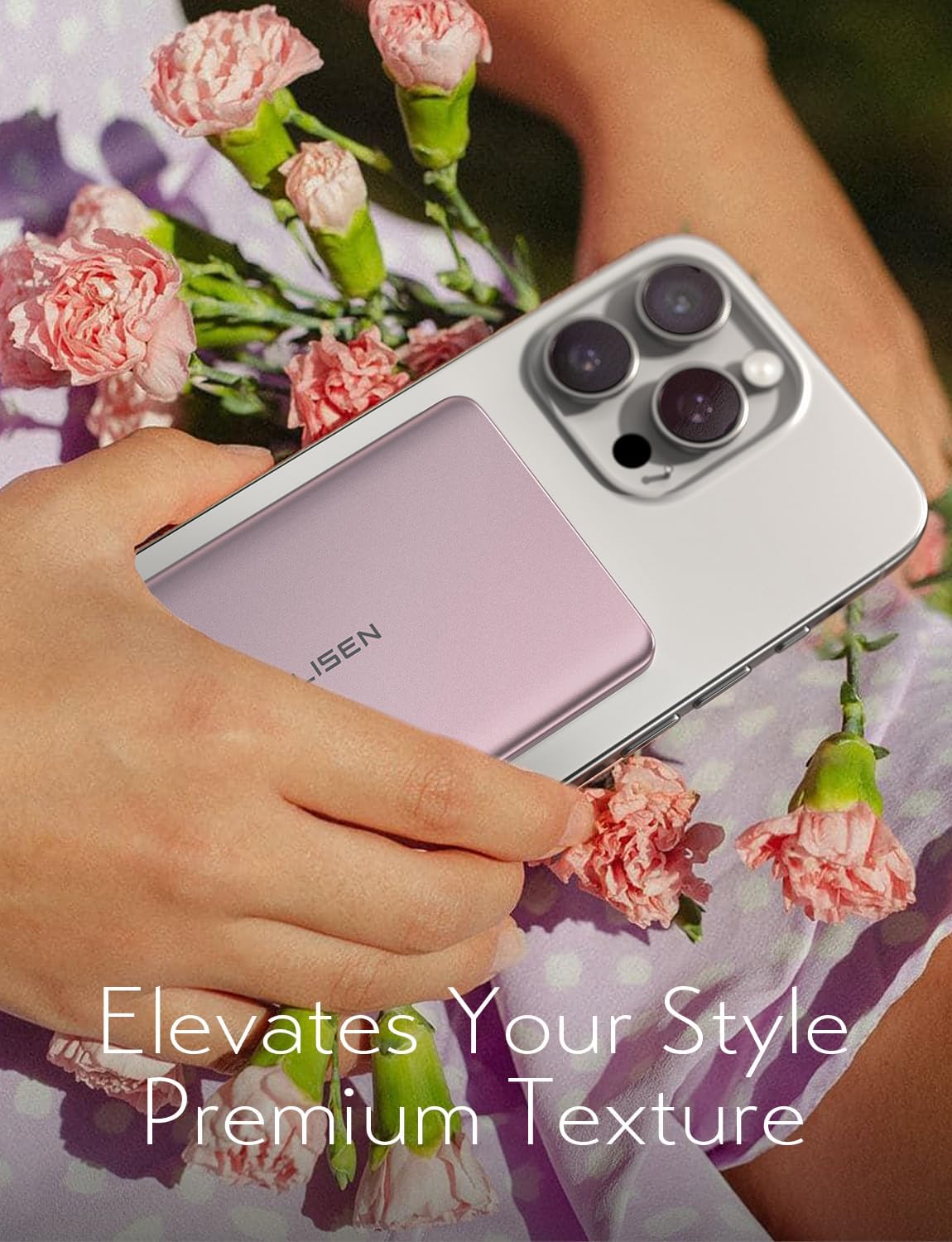 LISEN Cargador Portátil MagSafe Ultra Delgado — Power Bank Inalámbrico De 5000 mAh Con Diseño Tipo Tarjeta (0.3” de Grosor)