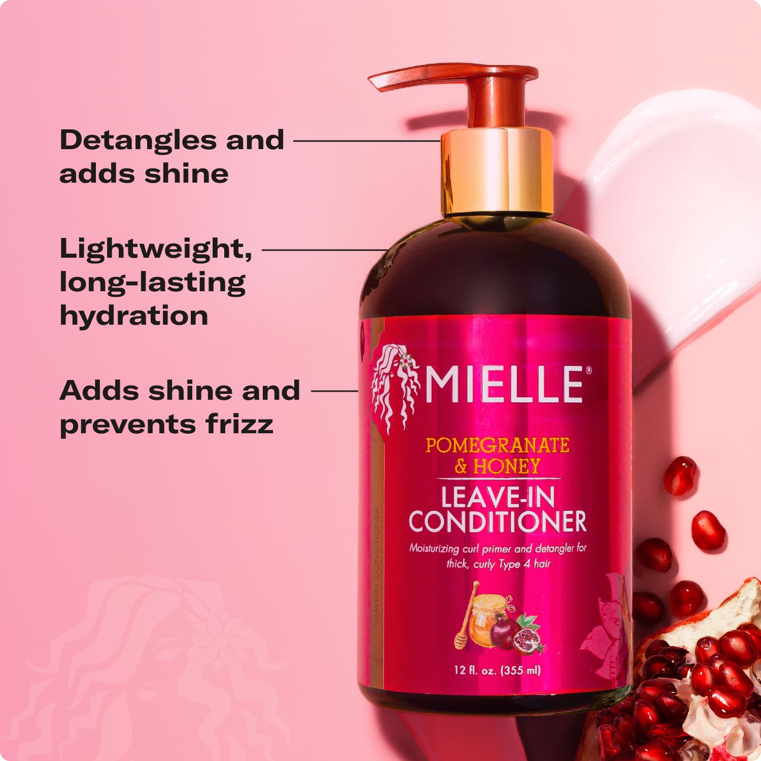Mielle Organics Pomegranate & Honey Leave-In Conditioner Acondicionador Sin Enjuague 355 ml