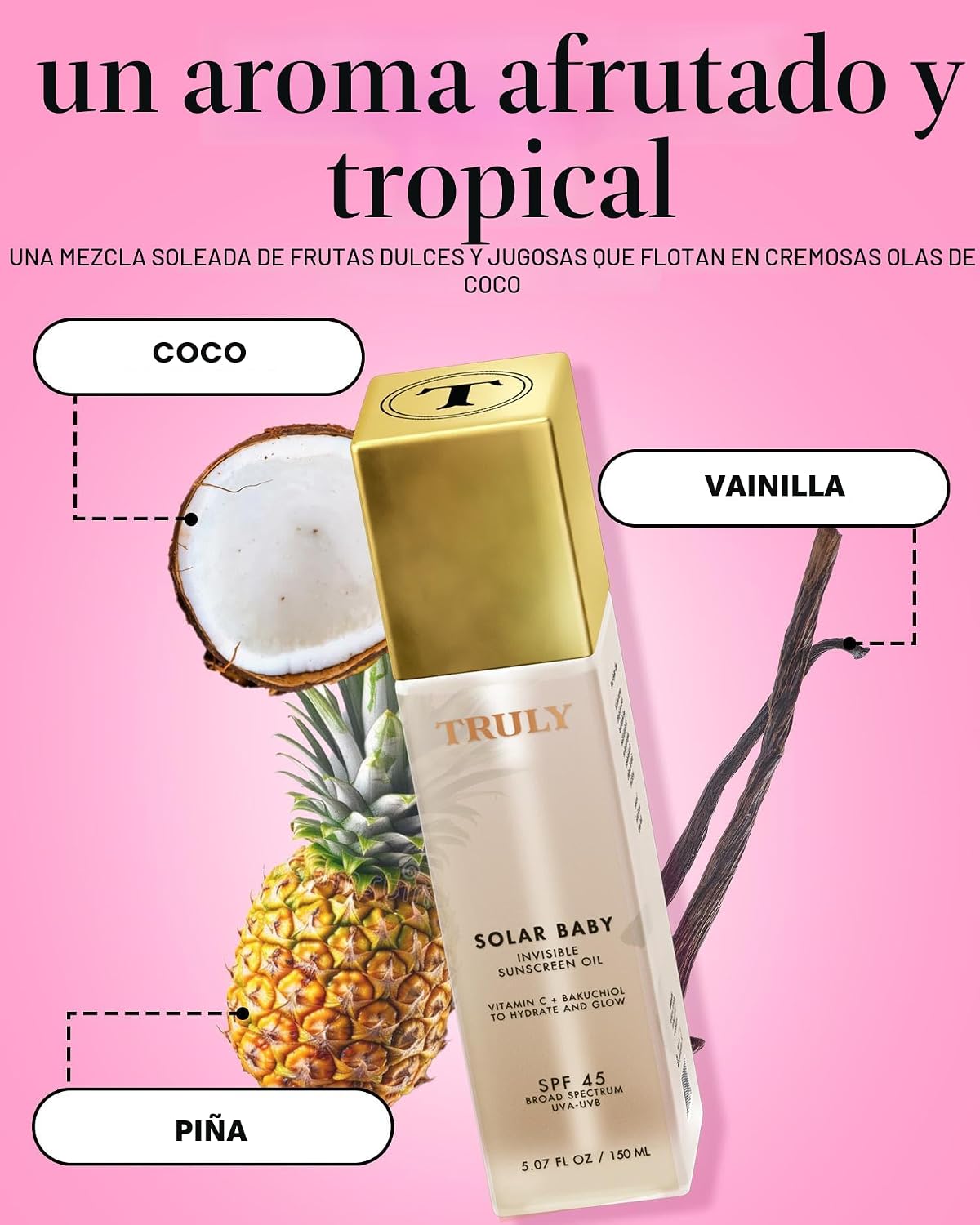 TRULY Beauty Solar Baby Invisible Sunscreen Oil SPF 45 Aceite Protector Solar Invisible SPF 45 150 ml
