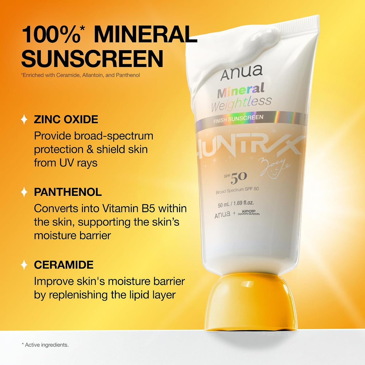 Anua X KPop Demon Hunters Mineral Weightless Finish Sunscreen SPF50 PA++++ – Protector Solar Mineral Edición Especial 50 ML