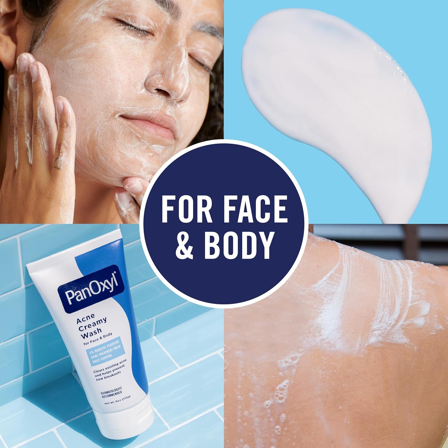 PanOxyl Acne Creamy Wash Limpiador Corporal Y Facial Para Acné Con Peróxido De Benzoilo 170 g