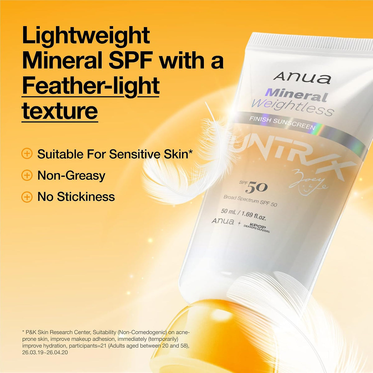Anua X KPop Demon Hunters Mineral Weightless Finish Sunscreen SPF50 PA++++ – Protector Solar Mineral Edición Especial 50 ML