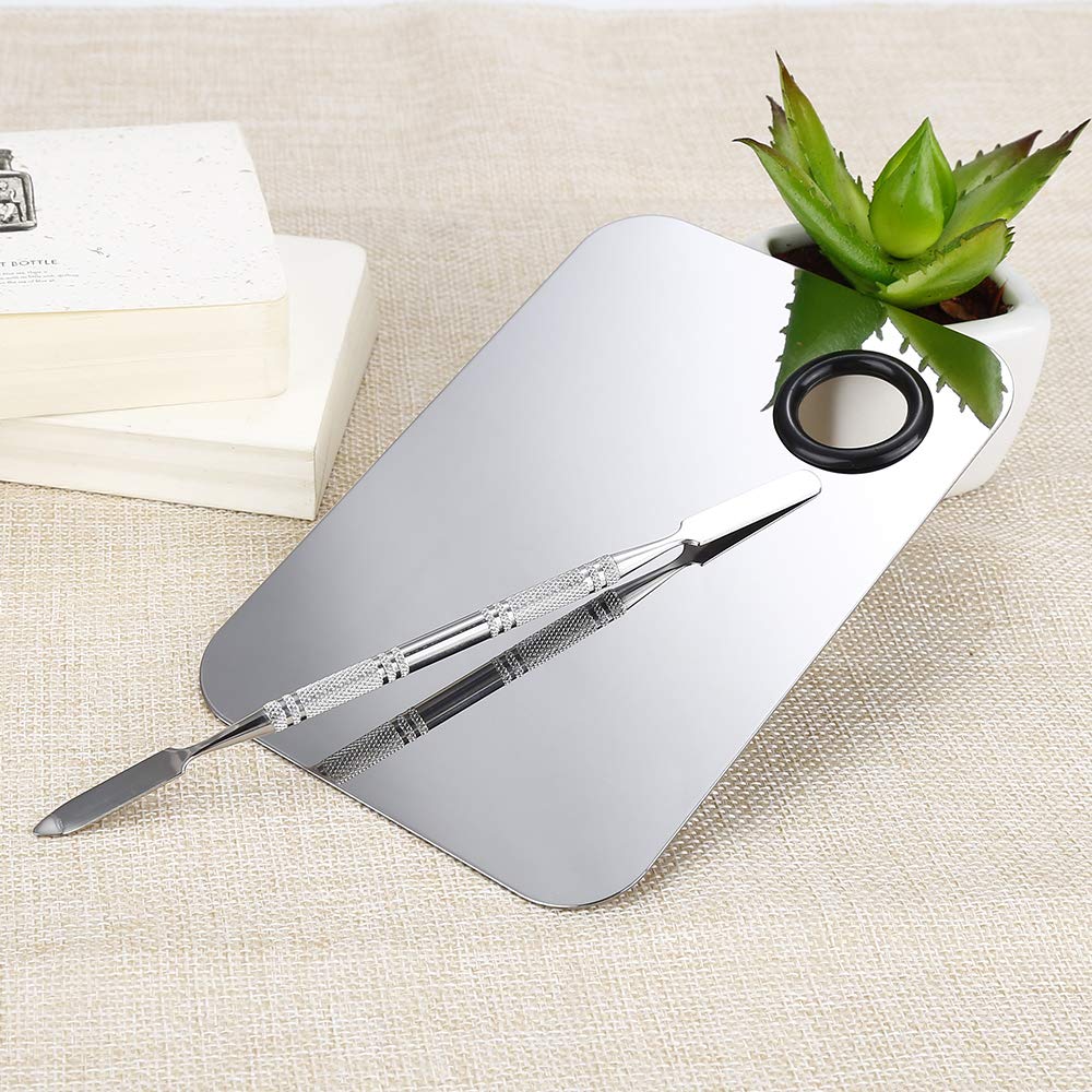 Paleta Mezcladora de Maquillaje con Espátula de Acero Inoxidable