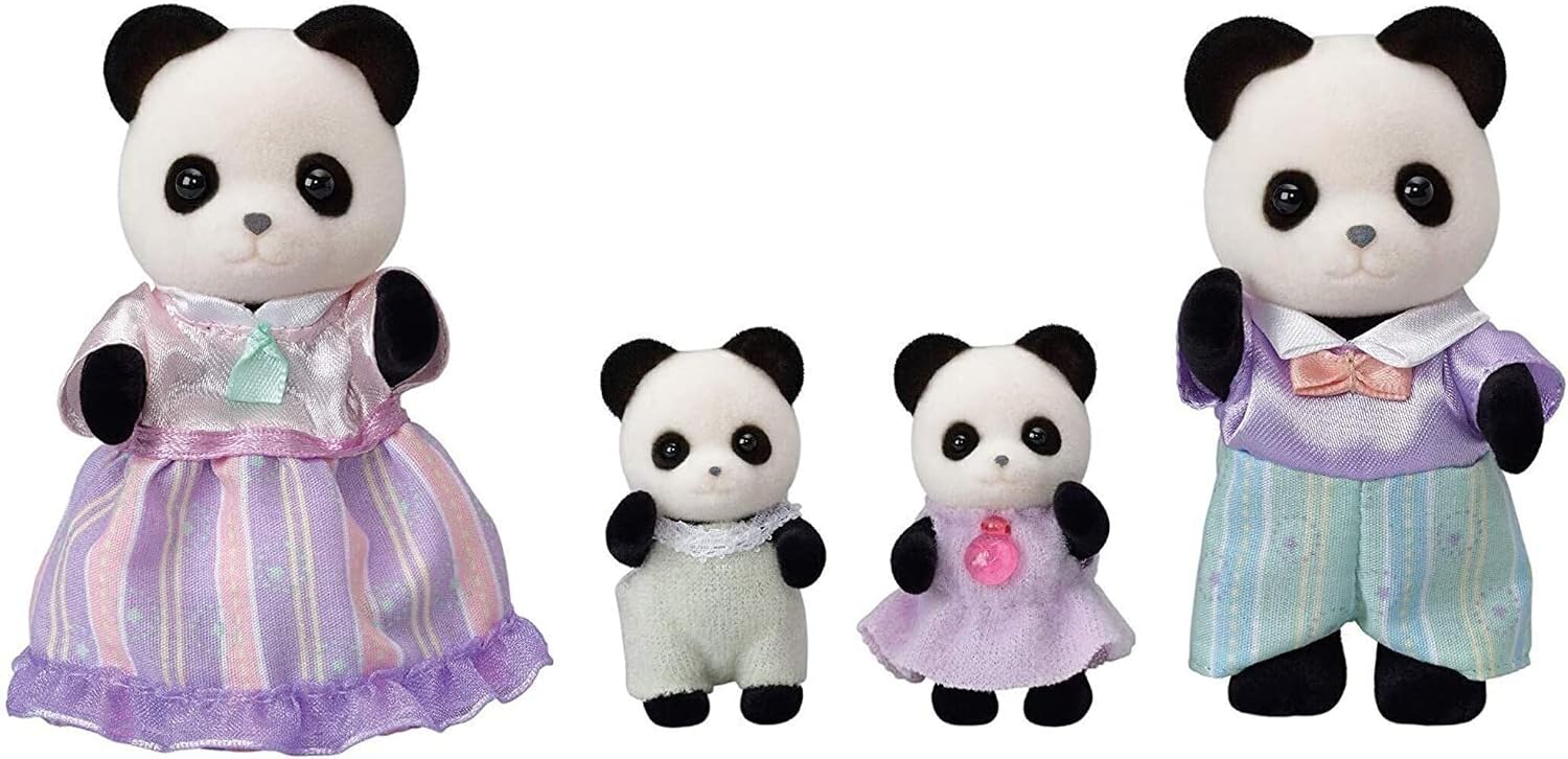 Sylvanian Families Pookie Panda Family (5529) – Set De 4 Figuras Coleccionables Con Ropa Removible