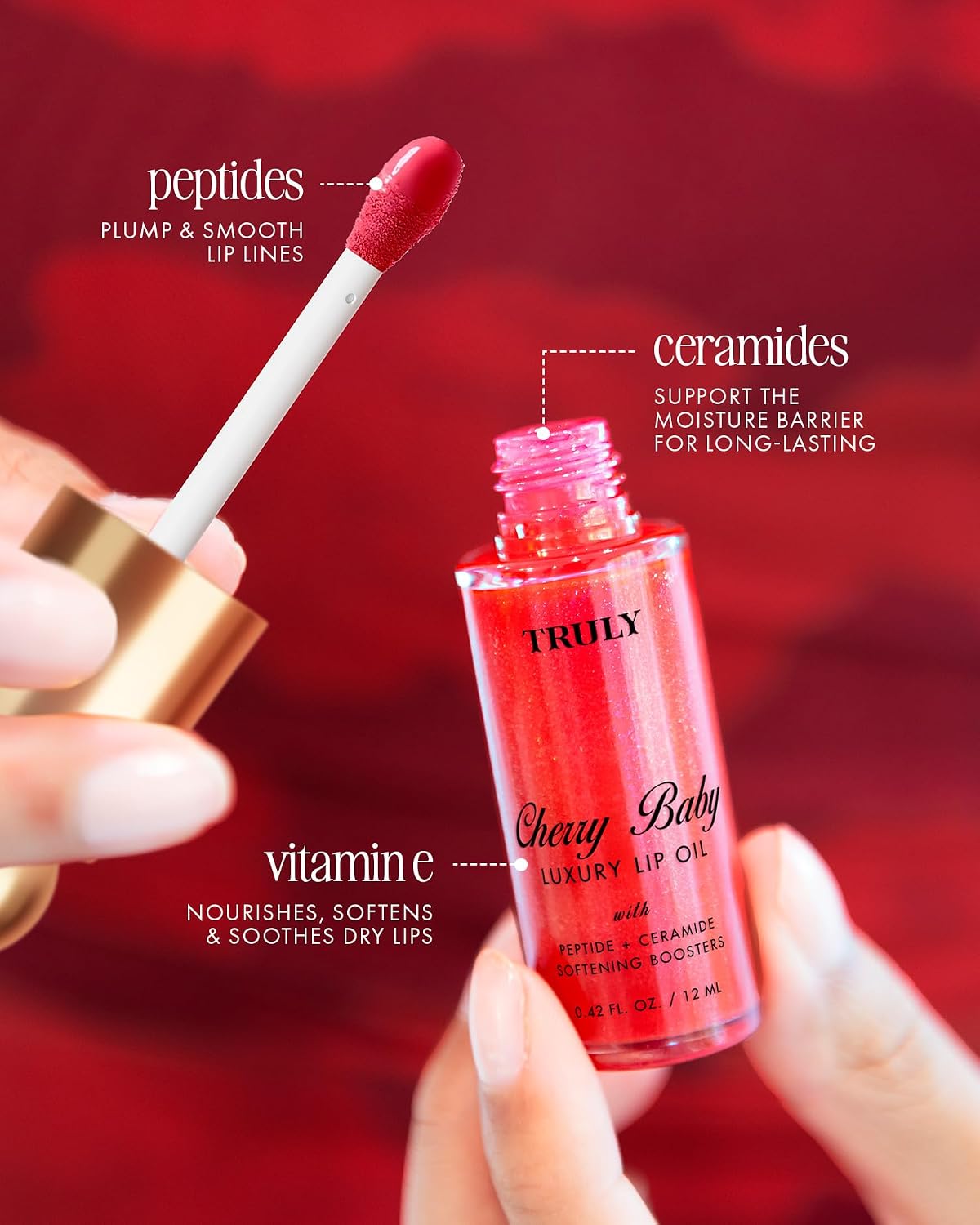 TRULY Beauty Luxury Peptide Lip Oil Cherry Baby Aceite Para Labios Con Péptidos Tono Cherry Baby