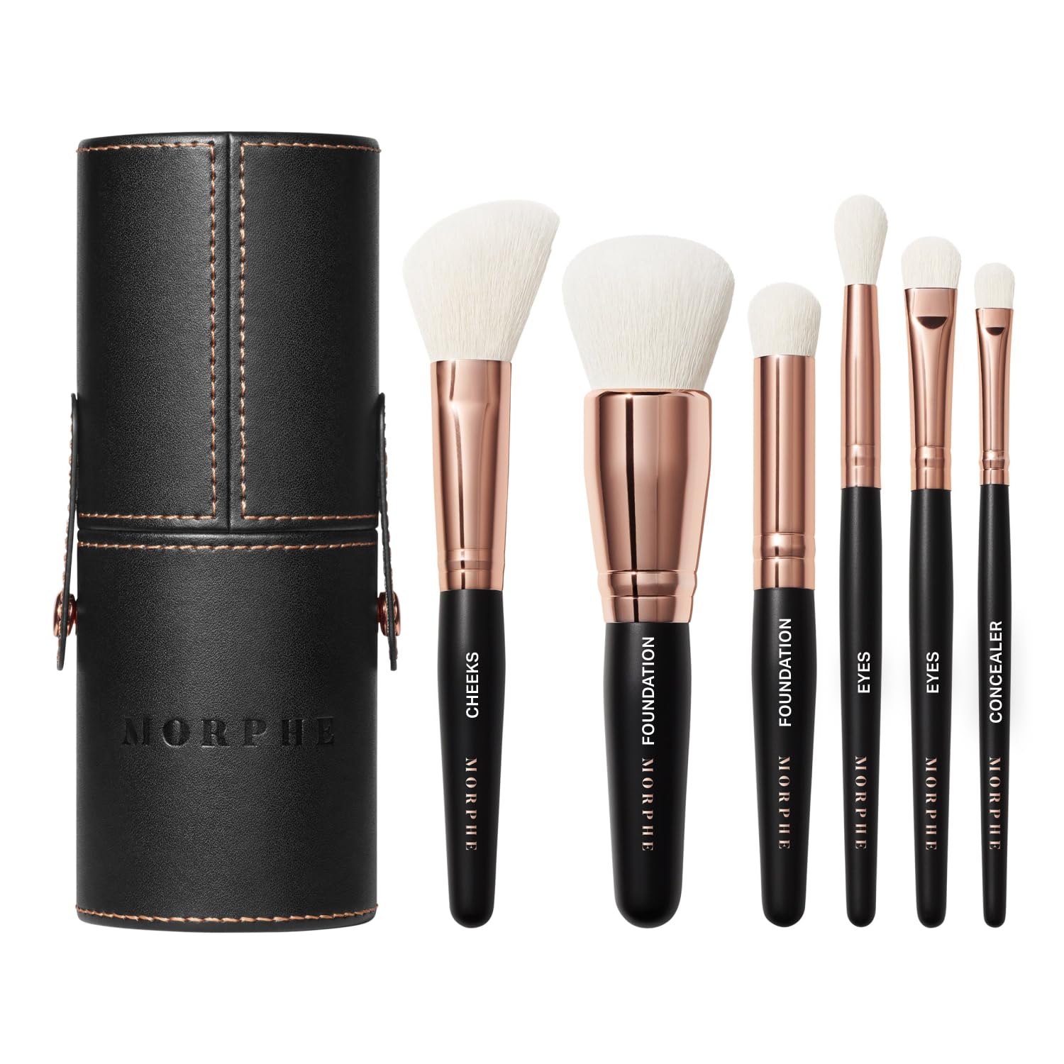 Morphe Rose Away Set De 6 Brochas De Maquillaje Para Rostro Y Ojos Con Estuche