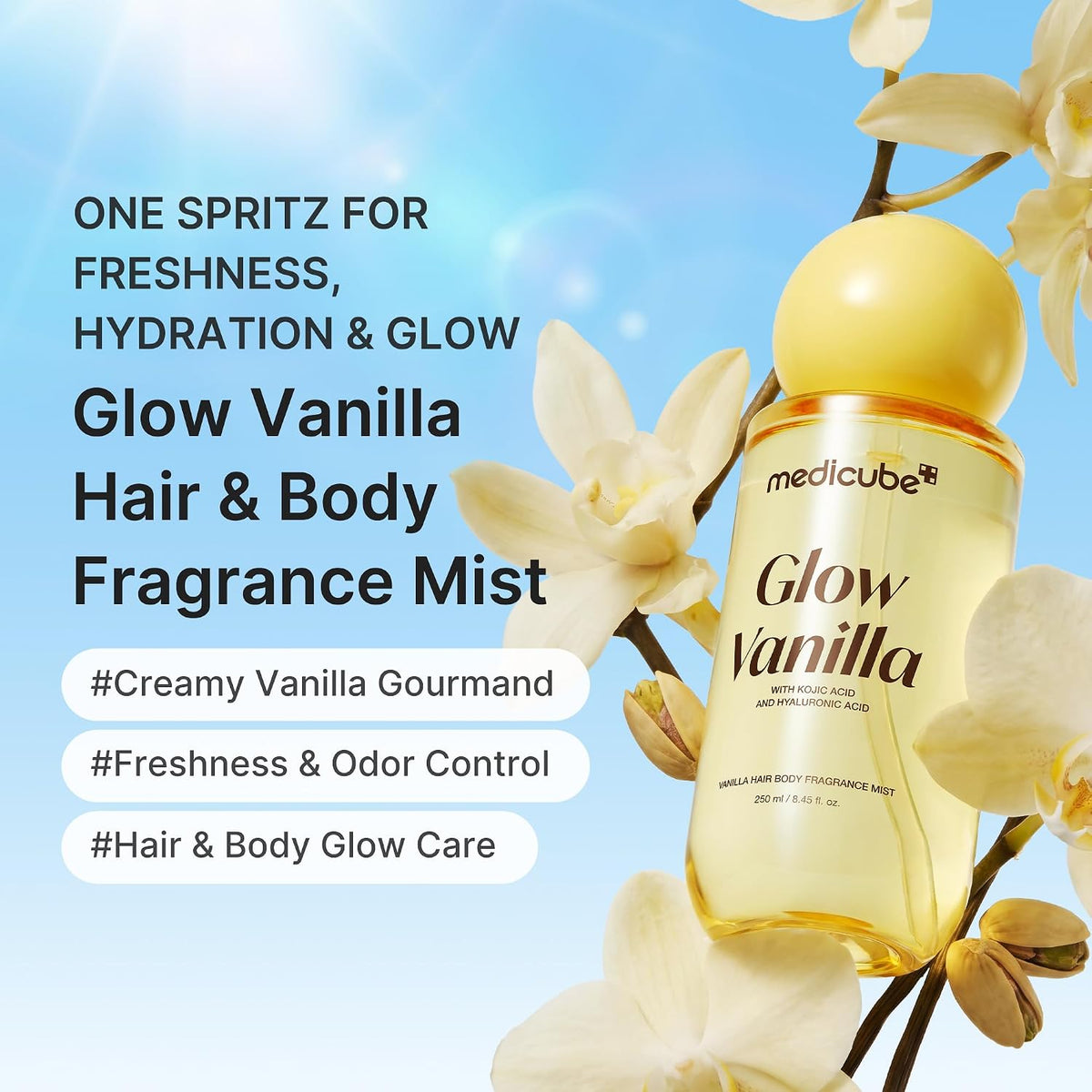 Medicube Glow Vanilla Hair & Body Fragrance Mist – Bruma Corporal Y Capilar De Vainilla Con Cuidado Del Olor 100 ML
