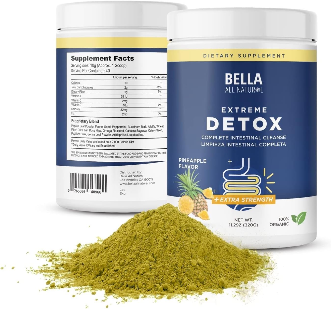 Bella All Natural Polvo De Desintoxicación Extrema Sabor Piña – Suplemento Detox Natural