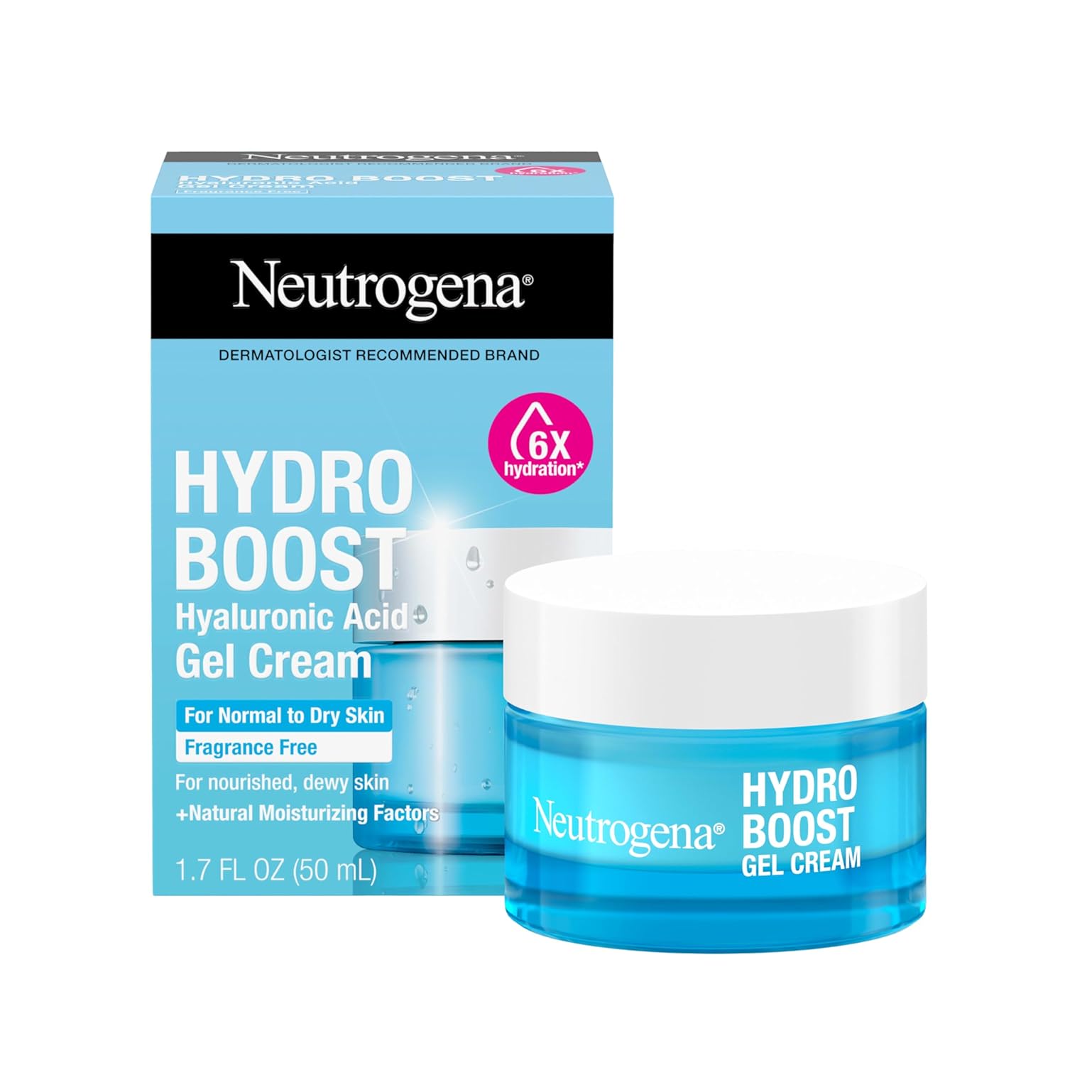 Neutrogena Hydro Boost Gel Cream Crema Hidratante Facial 48H Con Ácido Hialurónico Para Piel Normal Y Seca Sin Fragancia