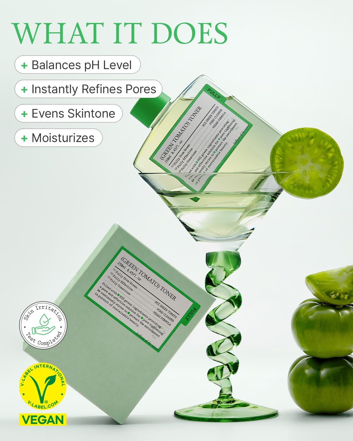 Fully Tónico De Tomate Verde Con Vitamina C | 95% Extracto De Tomate Verde | Vegano Y Sin Fragancia
