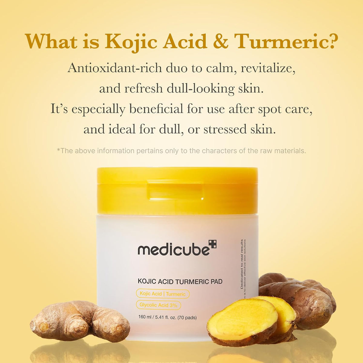 Medicube Kojic Acid Turmeric Pad 70 Unidades – Pads Exfoliantes Iluminadores Con Ácido Kójico Y Cúrcuma 160 ML