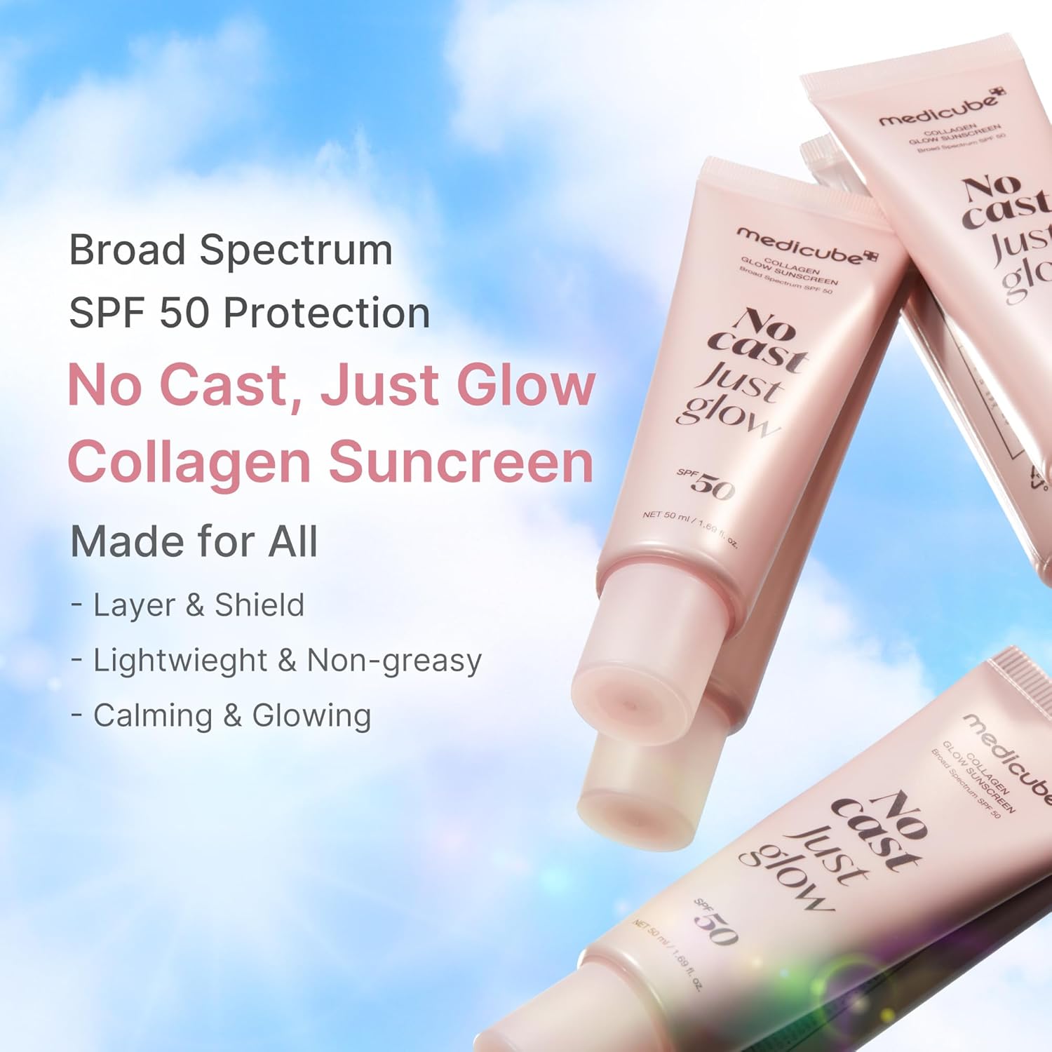 Medicube No Cast Just Glow Collagen Sunscreen SPF 50 Broad Spectrum 50 ml