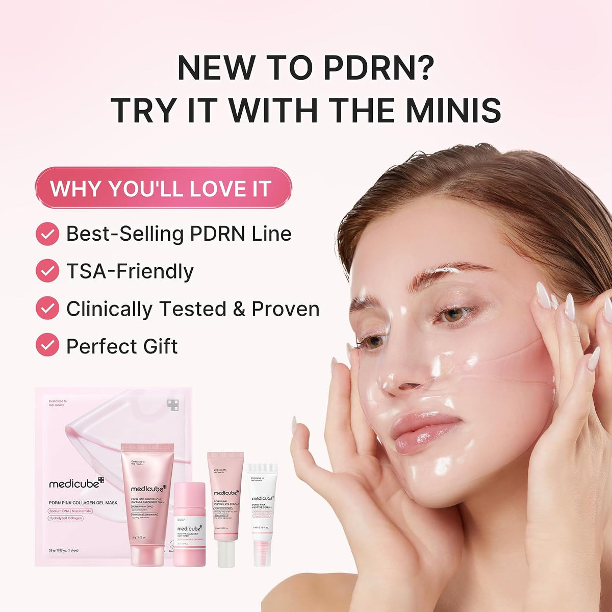 Medicube PDRN Glow Essentials Kit – Set De Viaje Mini De 5 Pasos Con PDRN De Salmón, Péptidos Y Colágeno