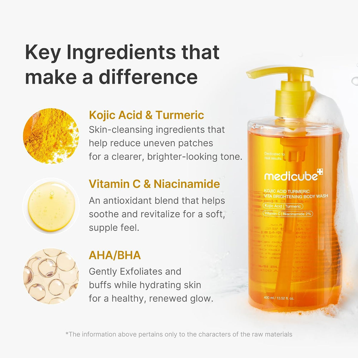 Medicube Kojic Acid Turmeric Vita Brightening Body Wash – Gel De Baño Iluminador Con Niacinamida Y Ácido Salicílico 400 ML