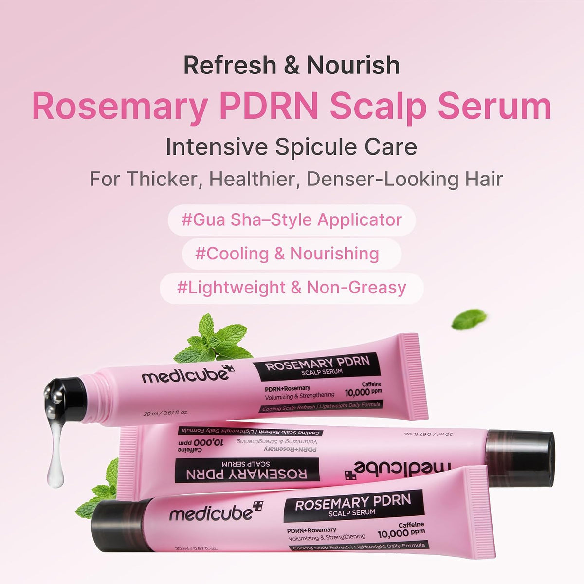 Medicube Rosemary PDRN Scalp Serum – Sérum Capilar Con Gua Sha Refrescante Y Complejo Triple-Activo 20 ML