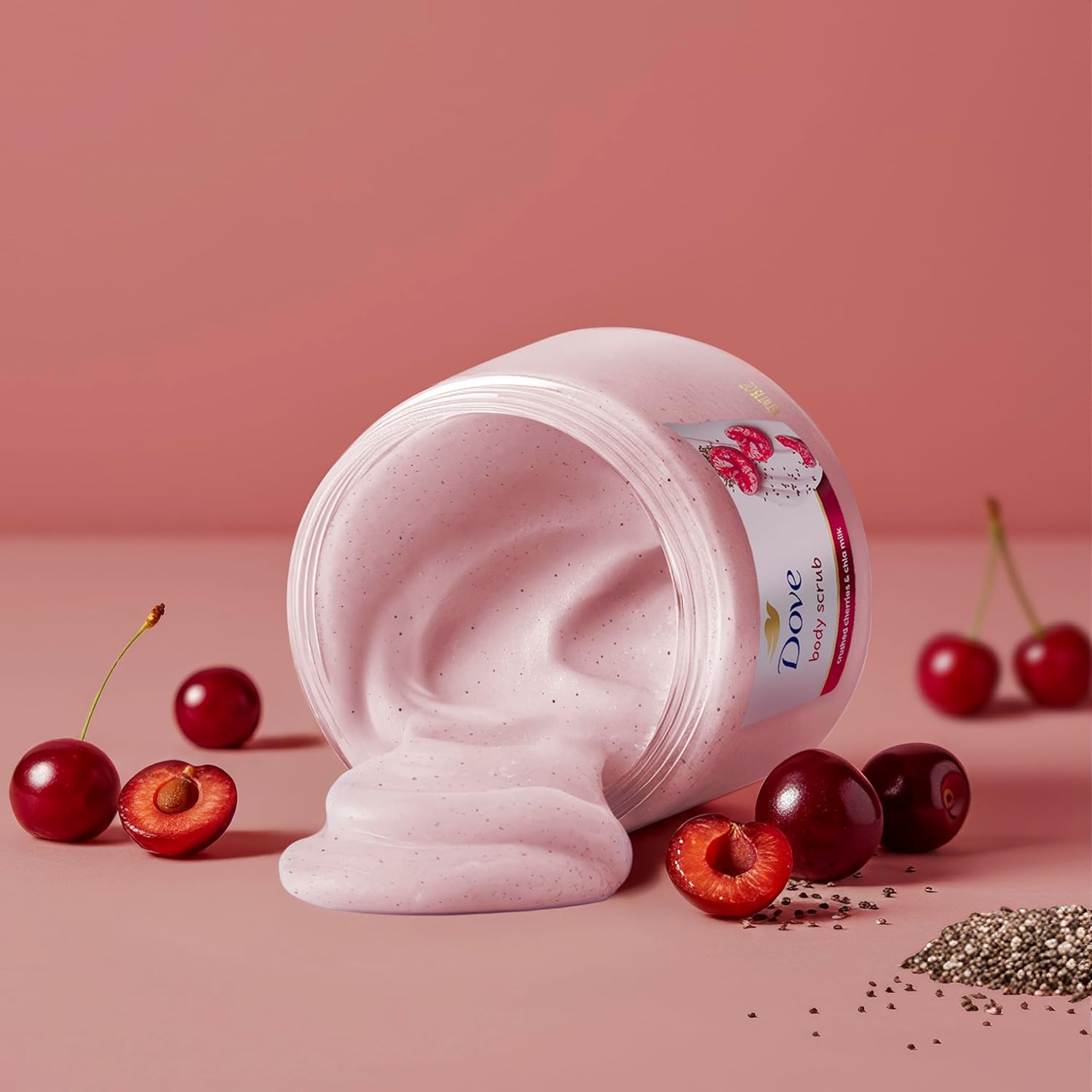 Dove Cherry & Chia Milk Body Scrub Exfoliante Corporal Con Leche De Cereza Y Chía 15 oz