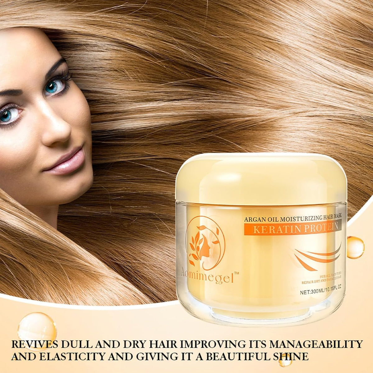 Yumimegel Argan Oil Moisturizing Hair Mask Keratin Protein – Mascarilla Capilar Reparadora Con Colágeno 300 ML