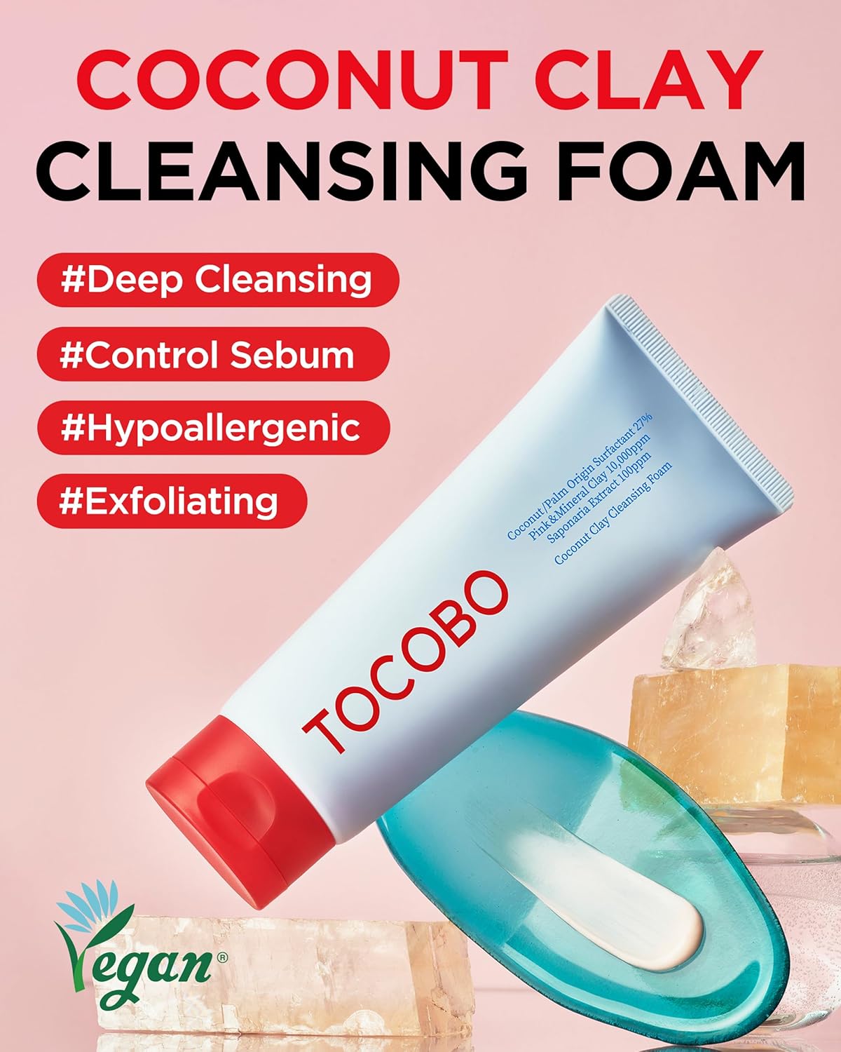 TOCOBO Coconut Clay Cleansing Foam — Espuma Limpiadora Con Arcilla de Coco Para Poros Limpios e Hidratación Suave (150 ML)