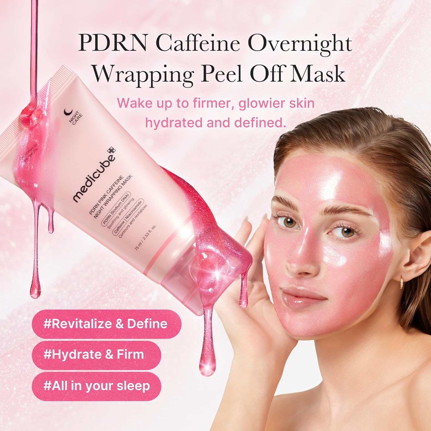 Medicube PDRN Pink Caffeine Night Wrapping Mask | Mascarilla Nocturna Reafirmante Y Revitalizante