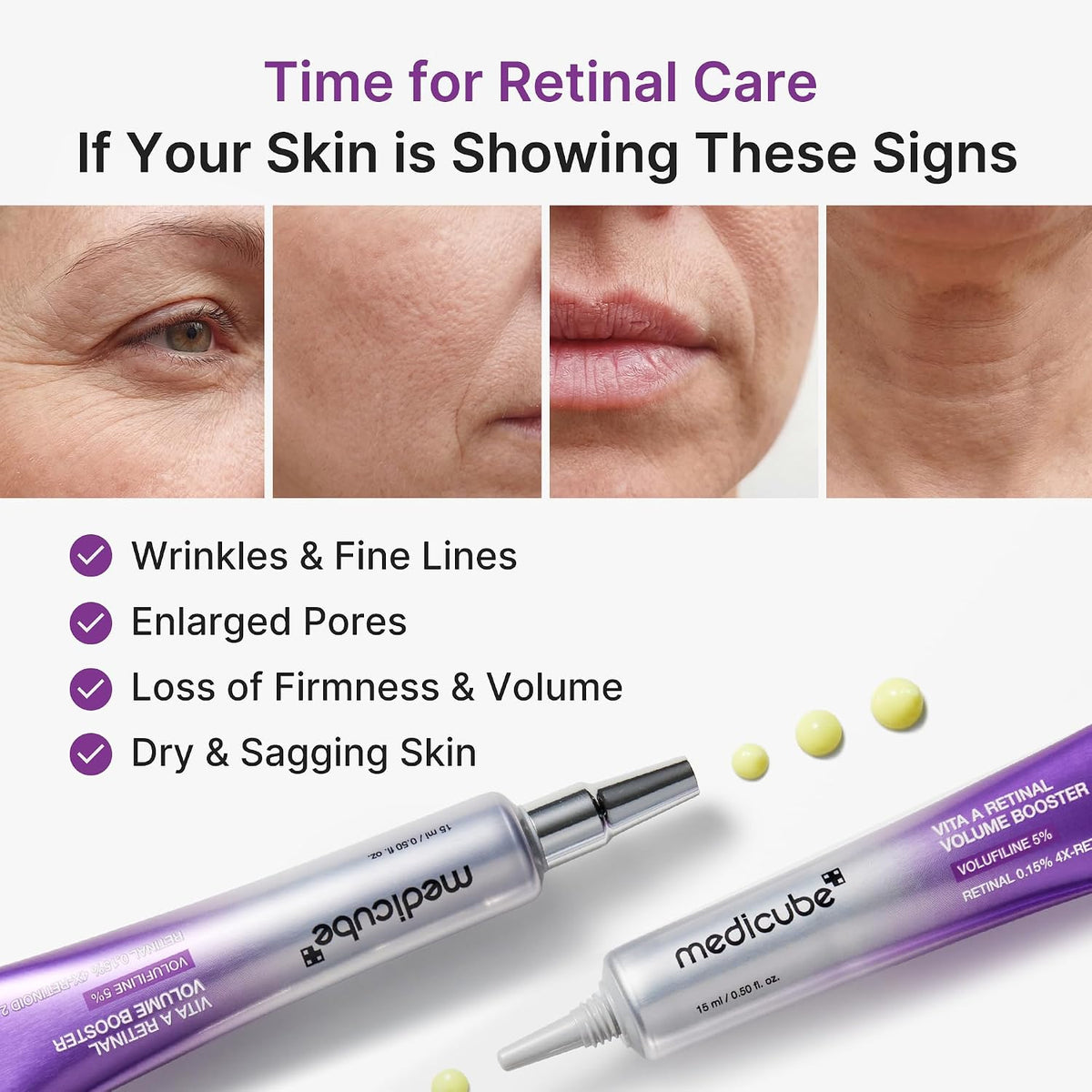 Medicube Vita A Retinal Volume Booster Serum – Sérum Antiedad Con 0.15% Retinal, 5% Volufiline Y 4X-Retinoid