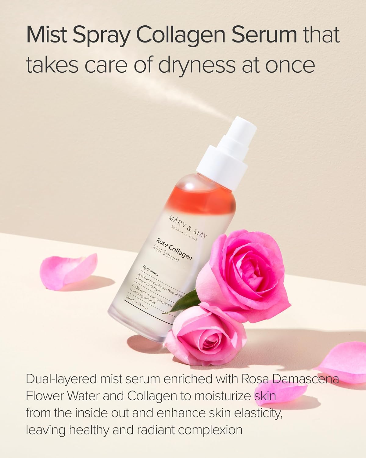 MARY & MAY Rose Collagen Mist Serum Bruma Sérum Facial Con Rosa Y Colágeno 100 ml