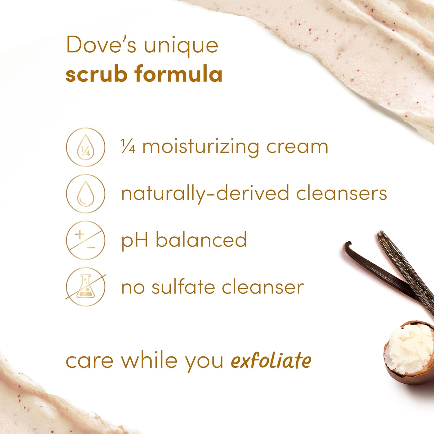 Dove Vanilla Sugar & Shea Butter Body Scrub Exfoliante Corporal 15 oz