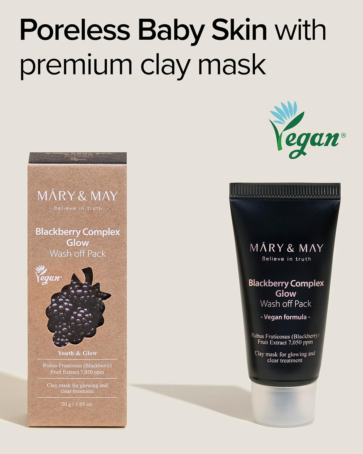 Mary&May Vegan Blackberry Complex Glow Wash-Off Mask – Mascarilla Iluminadora Vegana De Mora 30 g / 1.05 oz