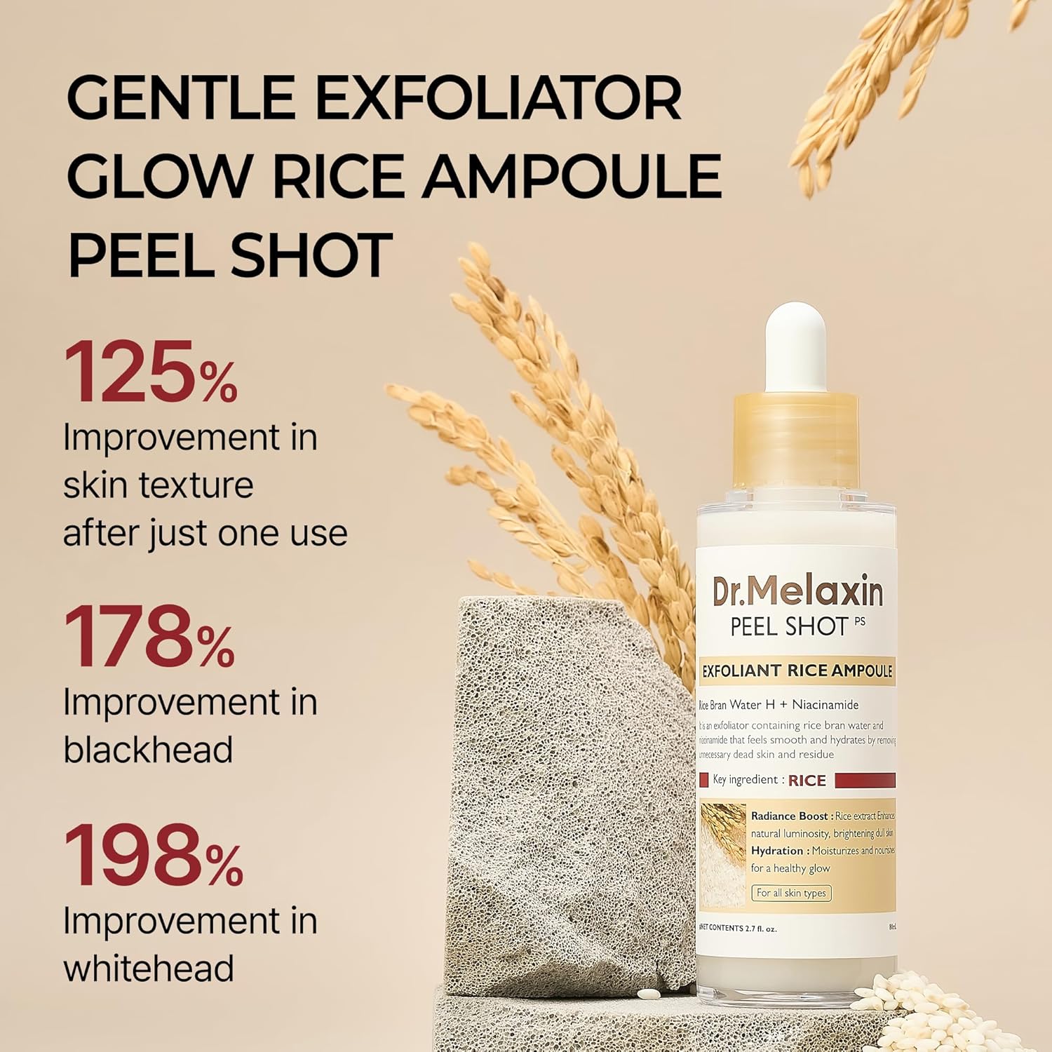 Dr. Melaxin Peel Shot Exfoliating White Rice Ampoule Ampolla Exfoliante Con Arroz 80 ml