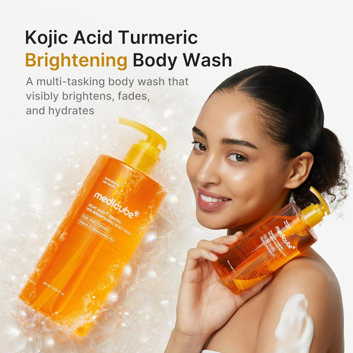 Medicube Kojic Acid Turmeric Vita Brightening Body Wash – Gel De Baño Iluminador Con Niacinamida Y Ácido Salicílico 400 ML