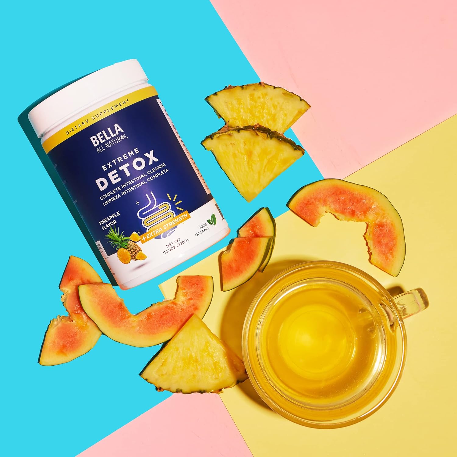 Bella All Natural Polvo De Desintoxicación Extrema Sabor Piña – Suplemento Detox Natural