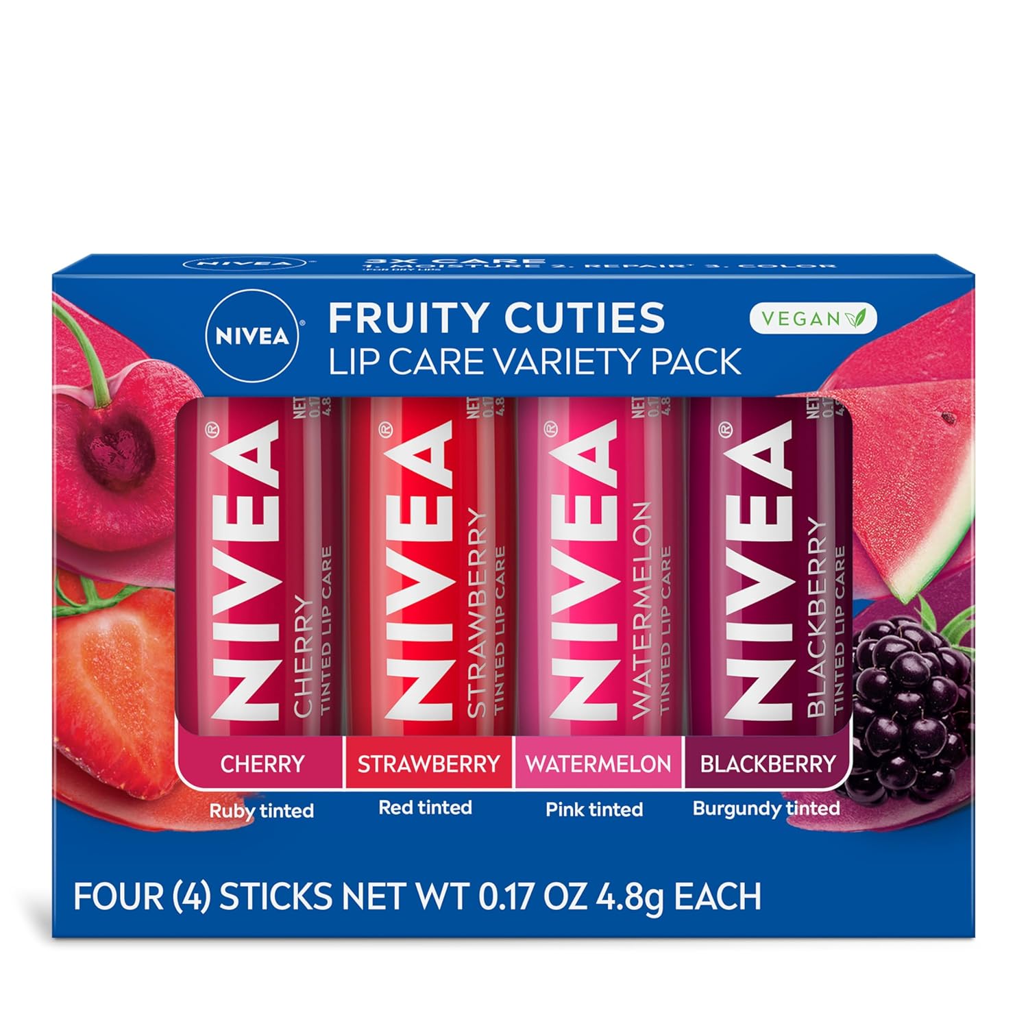 NIVEA Fruity Cuties Lip Care Variety Pack | Bálsamo Labial Hidratante