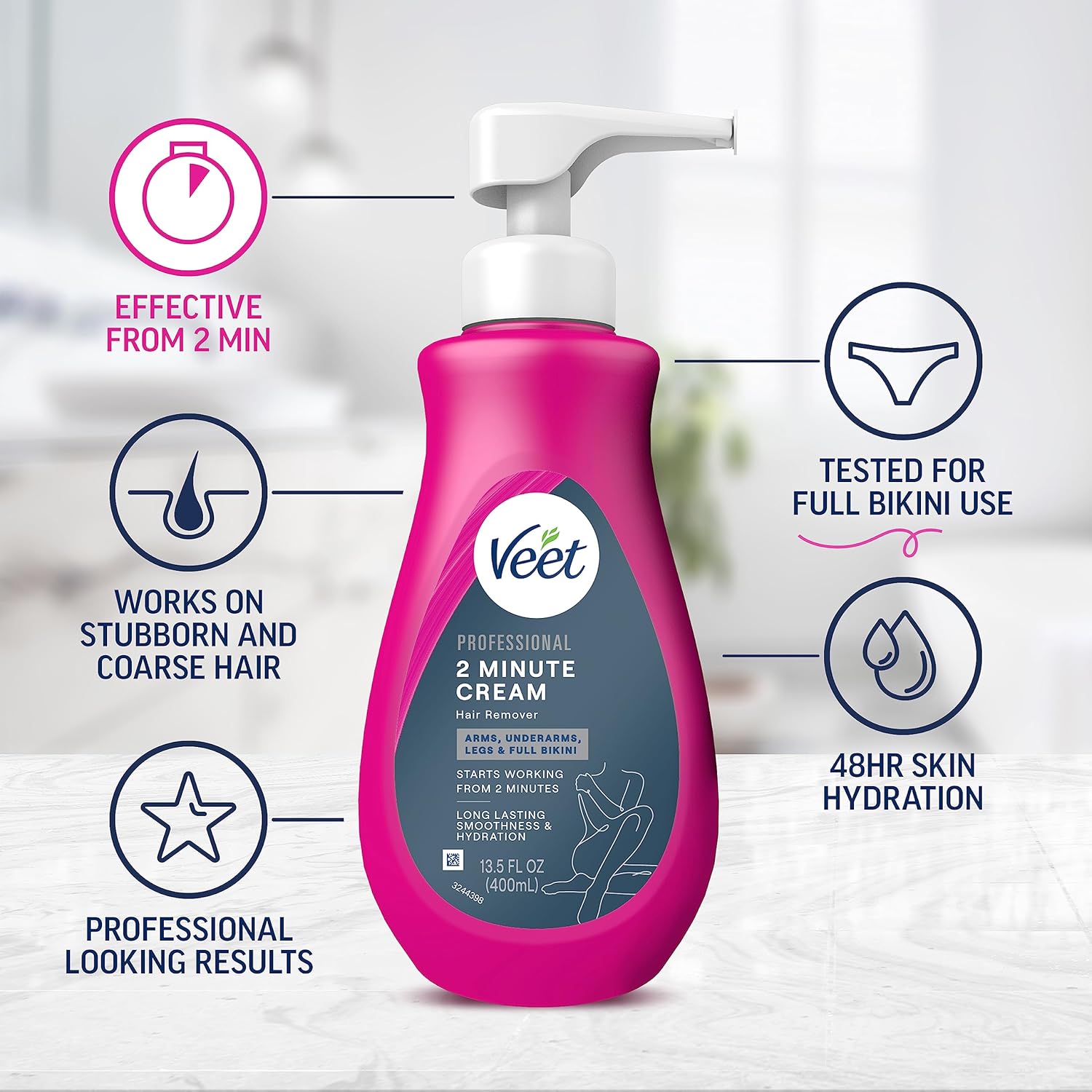 Veet Professional 2 Minute Cream – Crema Depilatoria Con Manteca De Karité 400 ML
