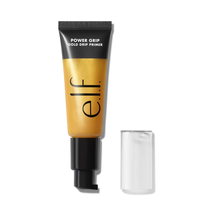 ELF Power Grip Gold Drip Primer – Primer En Gel Con Brillo Dorado Con Niacinamida Y Ácido Hialurónico
