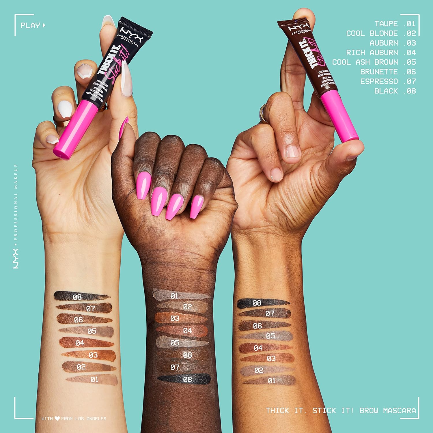 NYX Professional Makeup Thick It Stick It Brow Gel Mascara — Gel Para Cejas Con Volumen, Fijación y Fibra De Larga Duración