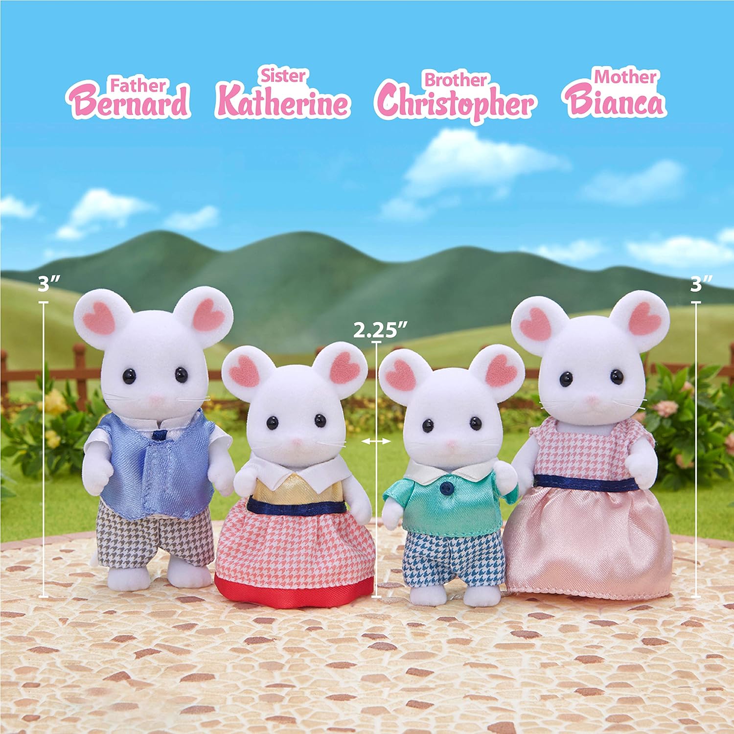 Calico Critters Marshmallow Mouse Family – Set De 4 Figuras Coleccionables Con Ropa Removible