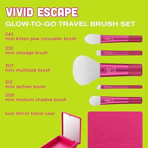Real Techniques Vivid Escape Glow-To-Go Travel Brush Set | Set de Brochas de Maquillaje