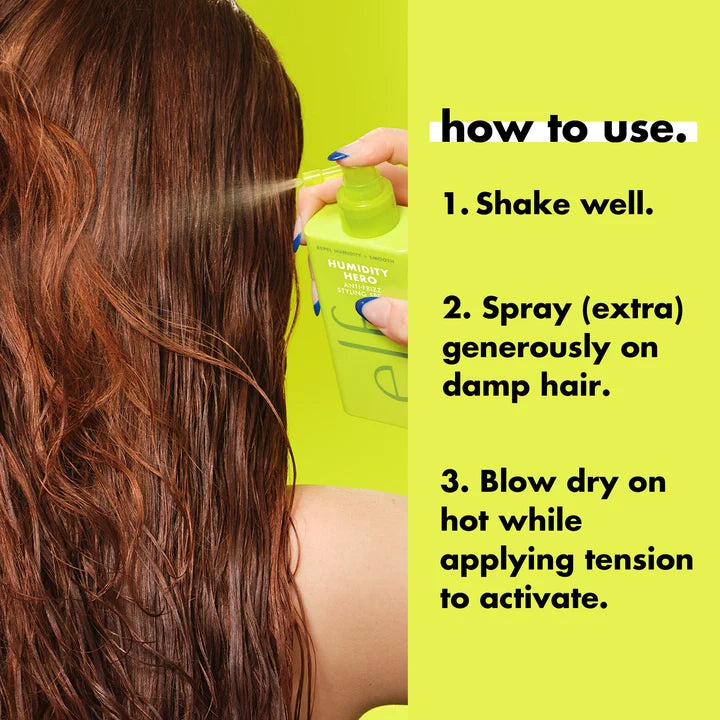 ELF Humidity Hero Anti-Frizz Styling Spray – Spray Anti-Frizz Activado Con Calor Resistente A La Humedad 200 ML
