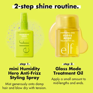 ELF Sleek Streak Shine Hair Care Kit Tamaño Viaje – Kit De 2 Pasos Anti-Frizz Y Aceite De Brillo