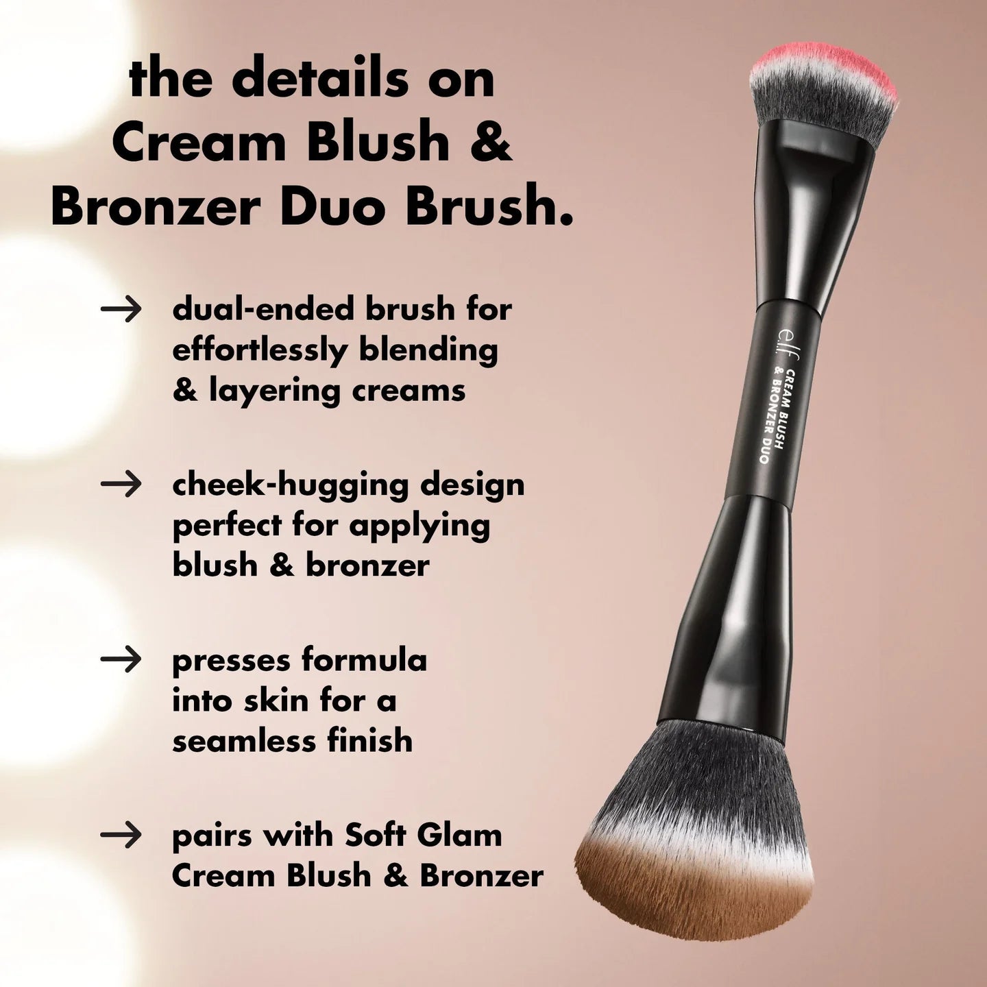 ELF Cream Blush & Bronzer Duo Brush Brocha Doble Para Rubor Y Bronceador En Crema
