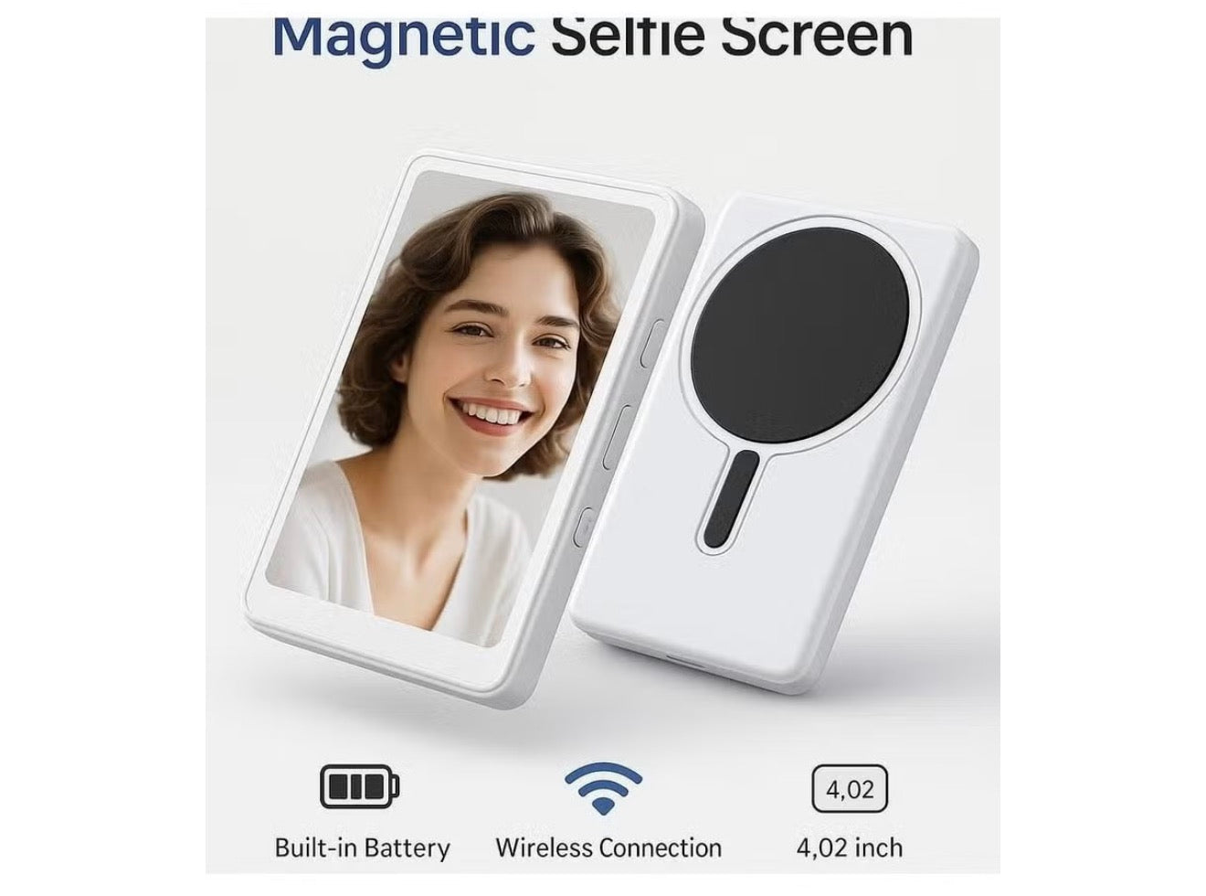 Pantalla Espejo Selfie Magnética Inalámbrica 4.02” IPS | Accesorio Fotográfico
