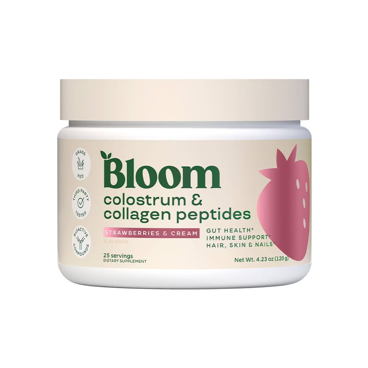 Bloom Colostrum & Collagen Peptides Unflavored — Suplemento Para Intestino, Inmunidad, Piel, Cabello y Uñas (25 Porciones)