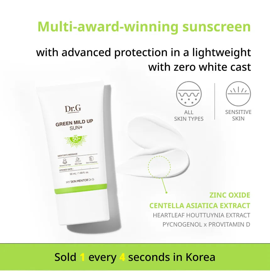 Dr.G Green Mild Up Sun+ SPF 50+ PA+++ Protector Solar Calmante 35 ml
