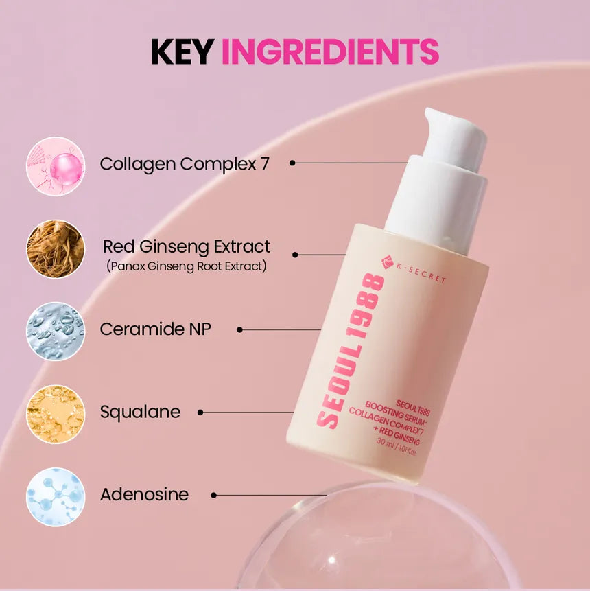 KSECRET Seoul 1988 Boosting Serum — Sérum Reafirmante con Collagen Complex 7 + Ginseng Rojo