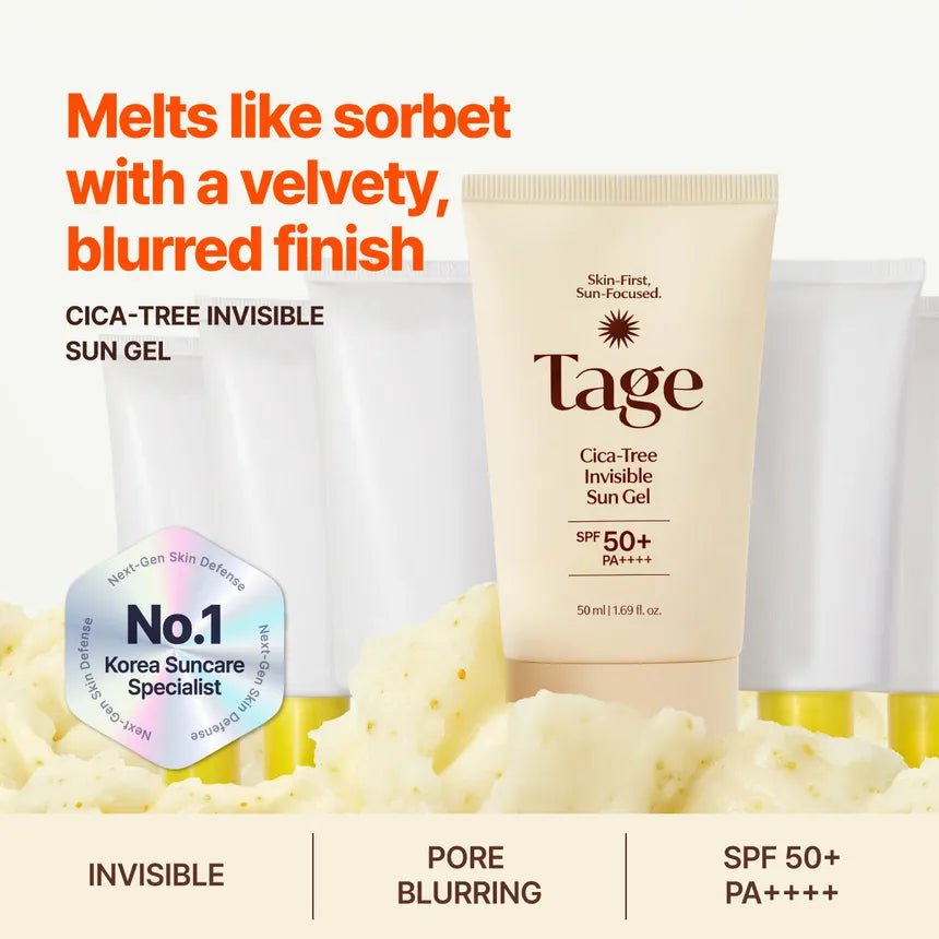 Tage Cica-Tree Invisible Sun Gel SPF50+ PA++++ – Protector Solar Tipo Gel Con Centella Y Árbol De Té 50 ML