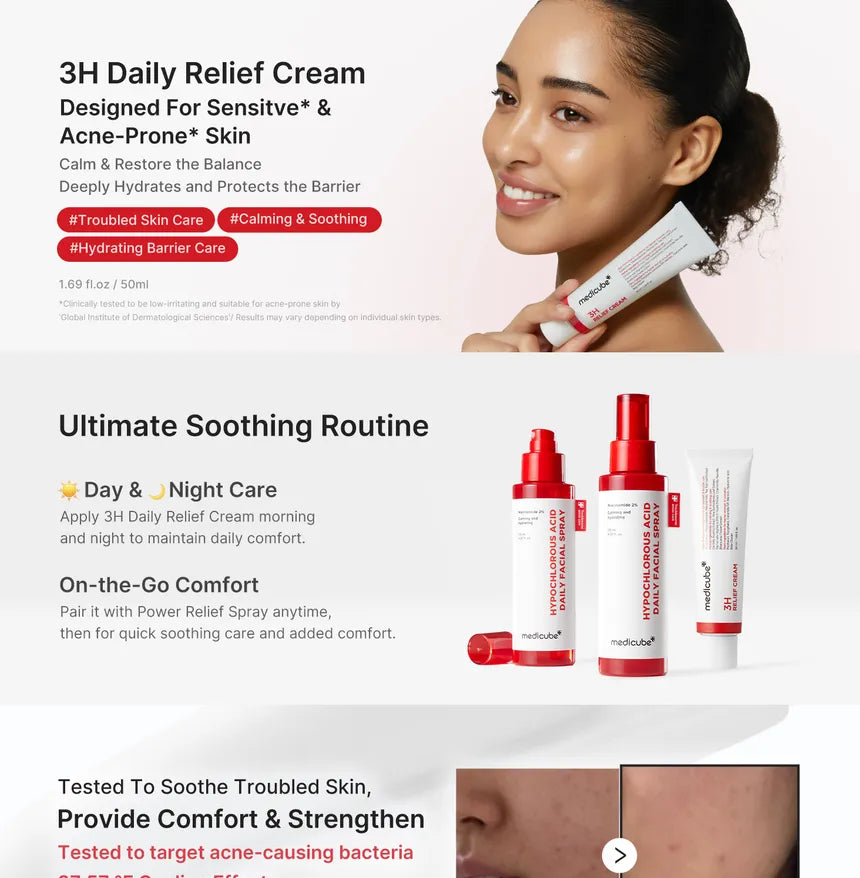 Medicube 3H Relief Cream – Crema Calmante Diaria Con Centella Asiática Y Ceramida NP 50 ML